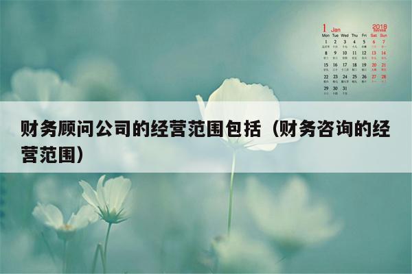 财务顾问公司的经营范围包括（财务咨询的经营范围）