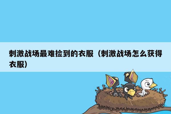 刺激战场最难捡到的衣服（刺激战场怎么获得衣服）