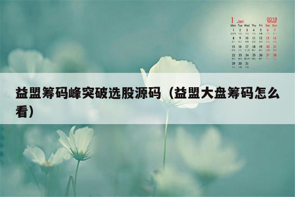 益盟筹码峰突破选股源码（益盟大盘筹码怎么看）
