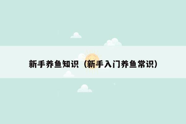 新手养鱼知识（新手入门养鱼常识）