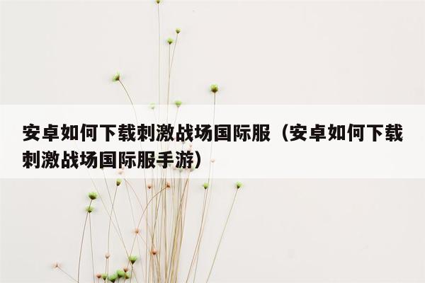 安卓如何下载刺激战场国际服（安卓如何下载刺激战场国际服手游）