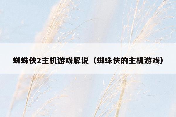 蜘蛛侠2主机游戏解说（蜘蛛侠的主机游戏）
