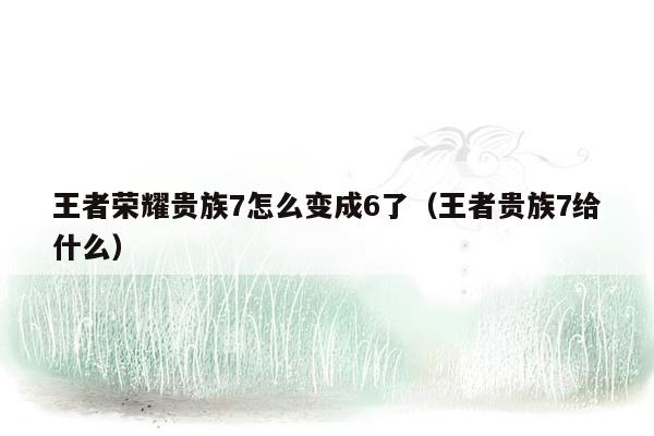 王者荣耀贵族7怎么变成6了（王者贵族7给什么）