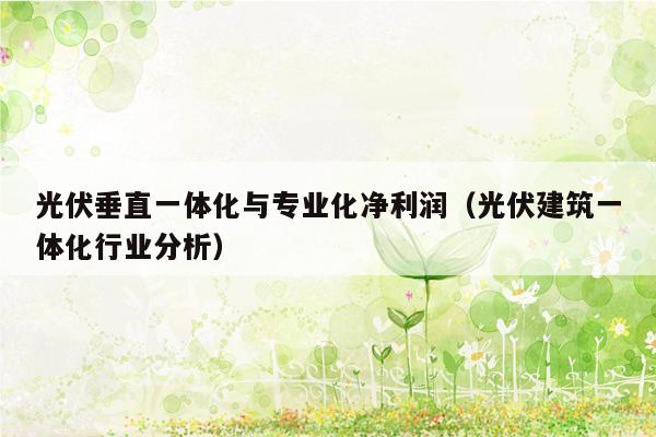 光伏垂直一体化与专业化净利润（光伏建筑一体化行业分析）
