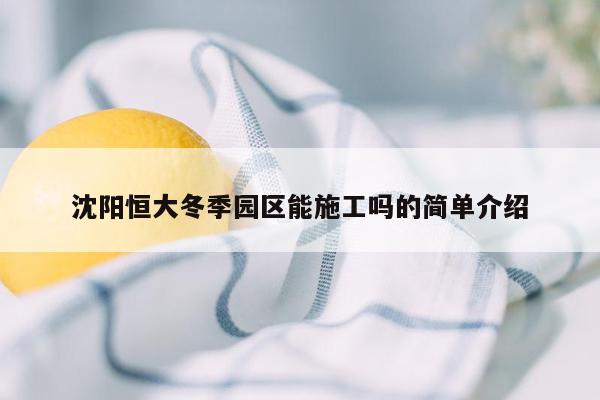 沈阳恒大冬季园区能施工吗的简单介绍