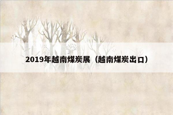 2019年越南煤炭展（越南煤炭出口）