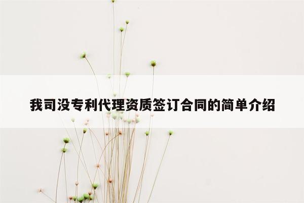 我司没专利代理资质签订合同的简单介绍