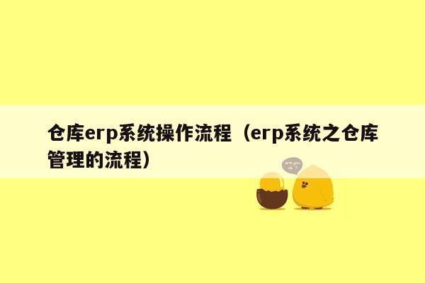 仓库erp系统操作流程（erp系统之仓库管理的流程）