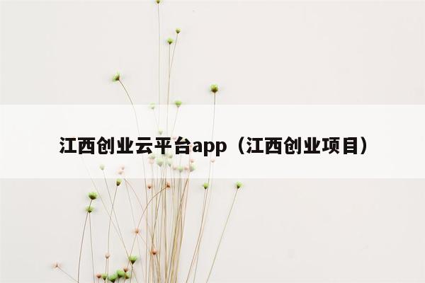 江西创业云平台app（江西创业项目）