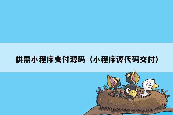 供需小程序支付源码（小程序源代码交付）