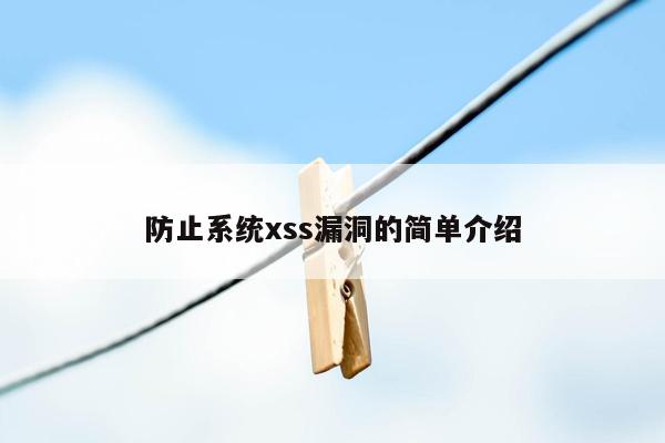 防止系统xss漏洞的简单介绍