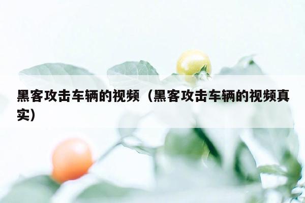 黑客攻击车辆的视频（黑客攻击车辆的视频真实）