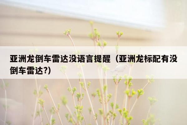 亚洲龙倒车雷达没语言提醒（亚洲龙标配有没倒车雷达?）