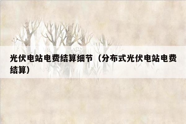 光伏电站电费结算细节（分布式光伏电站电费结算）