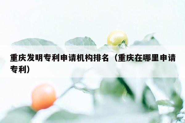 重庆发明专利申请机构排名（重庆在哪里申请专利）