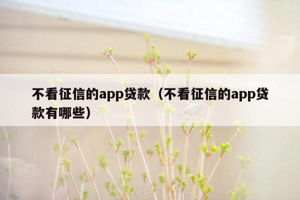 不看征信的app贷款（不看征信的app贷款有哪些）