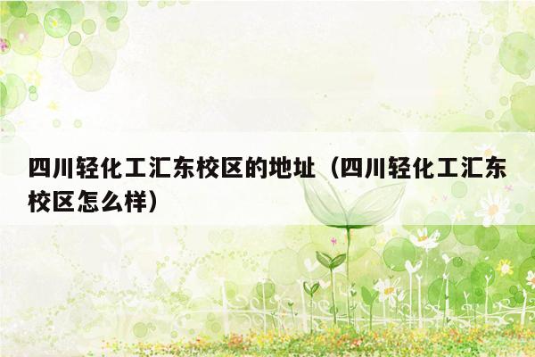 四川轻化工汇东校区的地址（四川轻化工汇东校区怎么样）