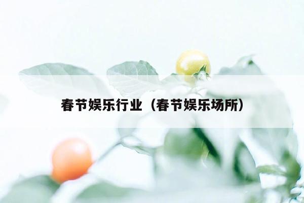 春节娱乐行业（春节娱乐场所）