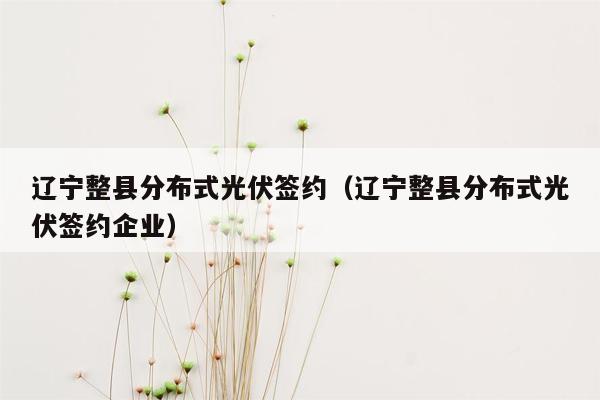 辽宁整县分布式光伏签约（辽宁整县分布式光伏签约企业）