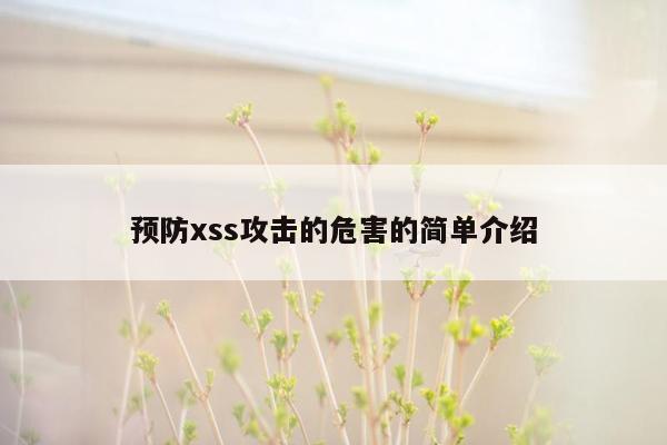 预防xss攻击的危害的简单介绍