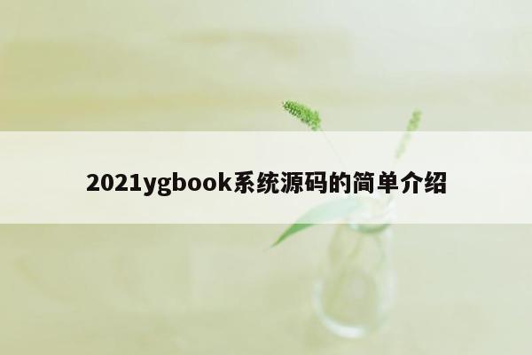 2021ygbook系统源码的简单介绍