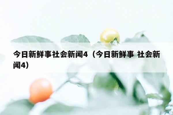 今日新鲜事社会新闻4（今日新鲜事 社会新闻4）