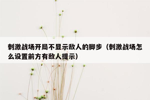 刺激战场开局不显示敌人的脚步（刺激战场怎么设置前方有敌人提示）