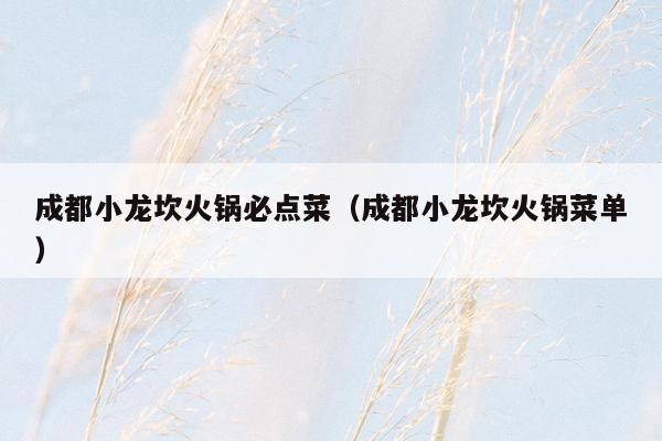 成都小龙坎火锅必点菜（成都小龙坎火锅菜单）