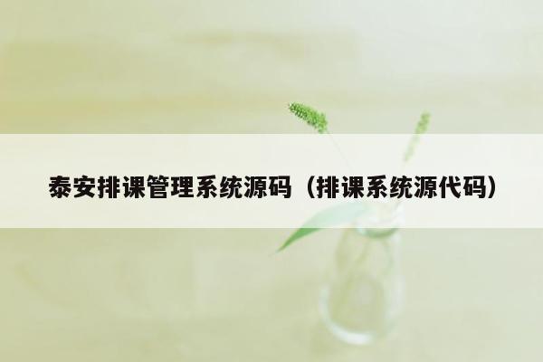 泰安排课<strong>管理系统</strong>源码（排课系统源代码）