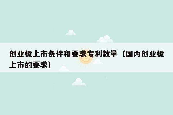 创业板上市条件和要求专利数量（国内创业板上市的要求）