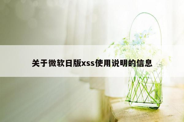 关于微软日版xss使用说明的信息