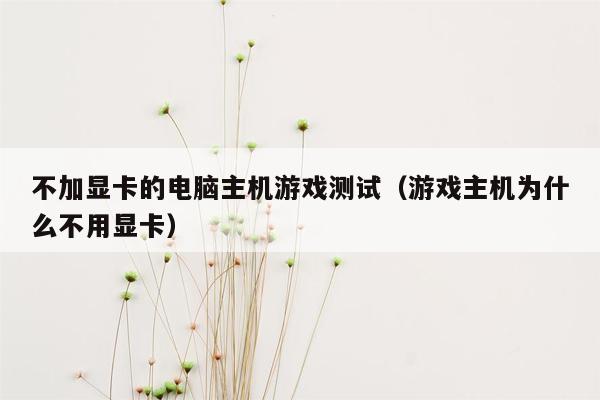 不加显卡的电脑主机游戏测试（游戏主机为什么不用显卡）