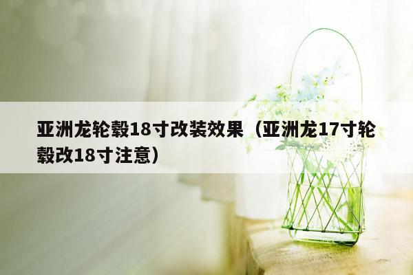 亚洲龙轮毂18寸改装效果（亚洲龙17寸轮毂改18寸注意）