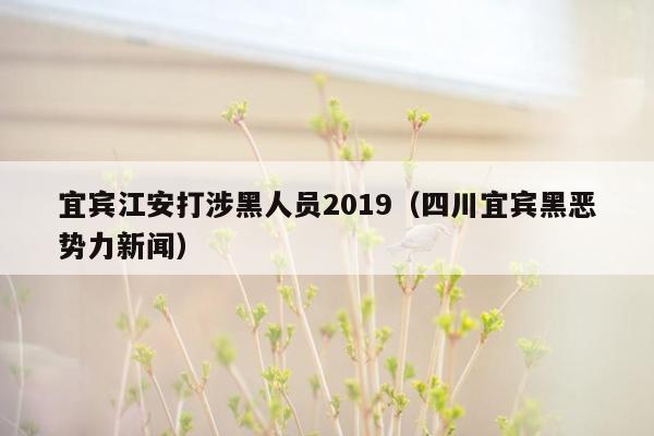 宜宾江安打涉黑人员2019（四川宜宾黑恶势力新闻）