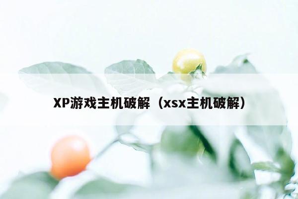 XP游戏主机破解（xsx主机破解）