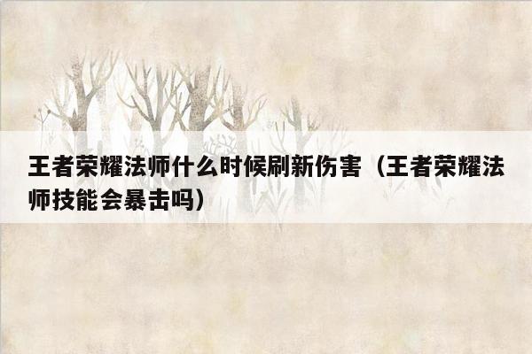 王者荣耀法师什么时候刷新伤害（王者荣耀法师技能会暴击吗）