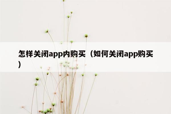 怎样关闭app内购买（如何关闭app购买）