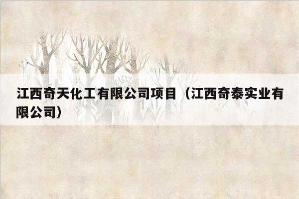 江西奇天化工有限公司项目（江西奇泰实业有限公司）