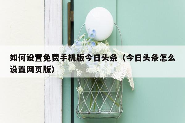 如何设置免费手机版今日头条（今日头条怎么设置网页版）