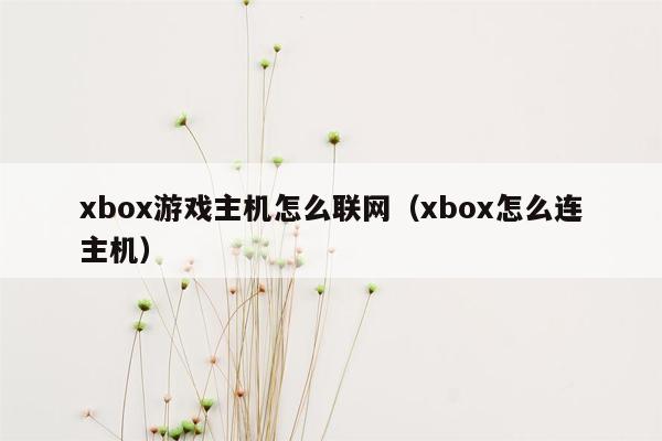 xbox游戏主机怎么联网（xbox怎么连主机）