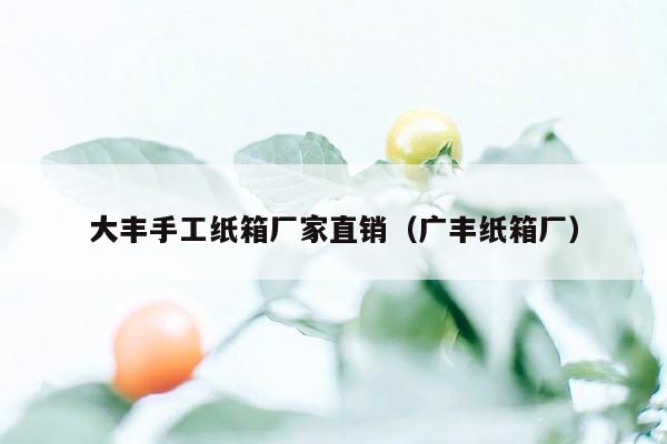 大丰手工纸箱厂家直销（广丰纸箱厂）