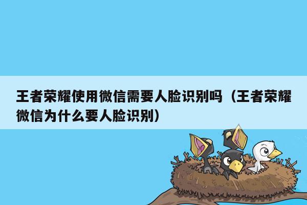 王者荣耀使用微信需要人脸识别吗（王者荣耀微信为什么要人脸识别）