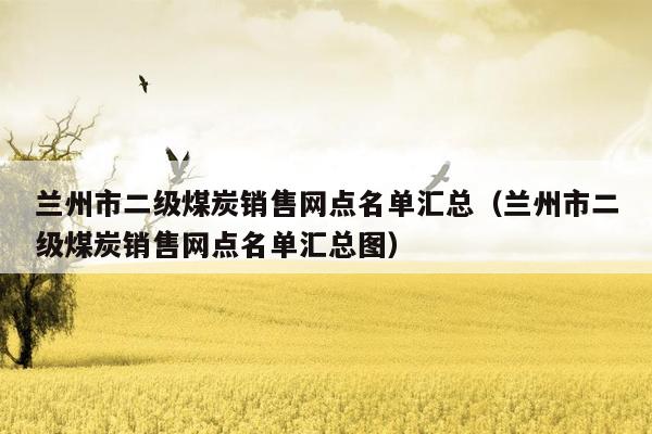 兰州市二级煤炭销售网点名单汇总（兰州市二级煤炭销售网点名单汇总图）