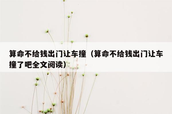 算命不给钱出门让车撞（算命不给钱出门让车撞了吧全文阅读）