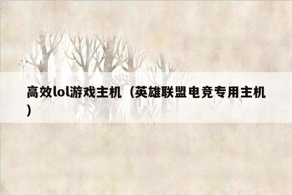 高效lol游戏主机（英雄联盟电竞专用主机）