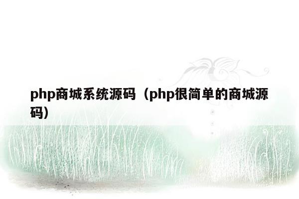 php商城系统源码（php很简单的商城源码）