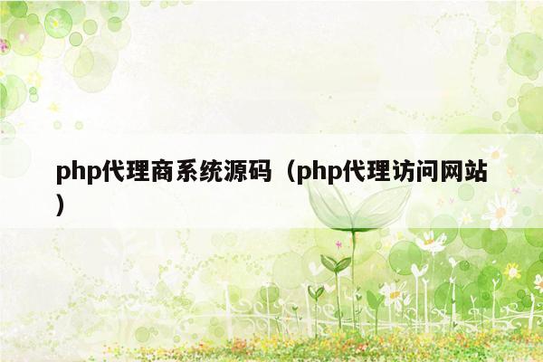 php代理商系统源码（php代理访问网站）