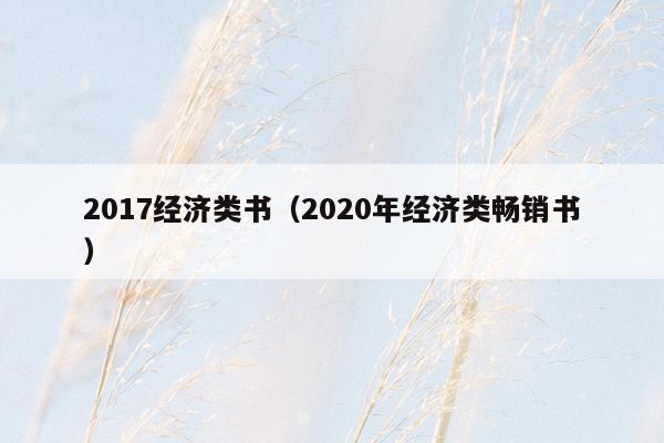 2017经济类书（2020年经济类畅销书）