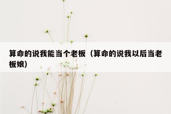 算命的说我能当个老板（算命的说我以后当老板娘）