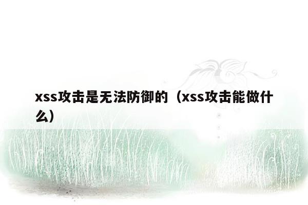 xss攻击是无法防御的（xss攻击能做什么）